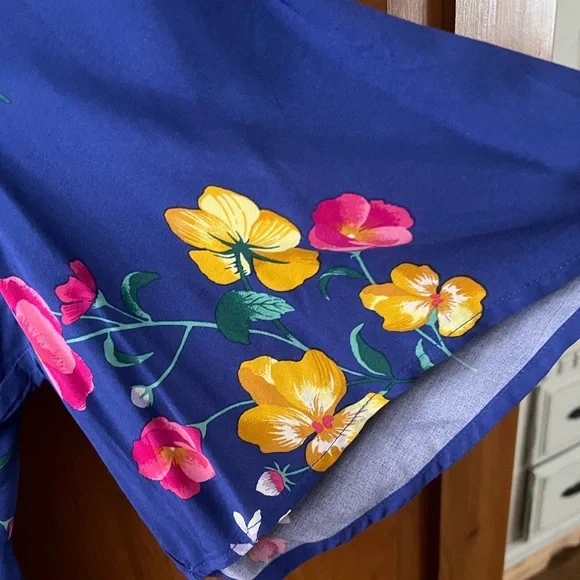 🟣Old Navy Blue V-Neck Blue Floral Dress – Size XL. - Picture 3 of 6